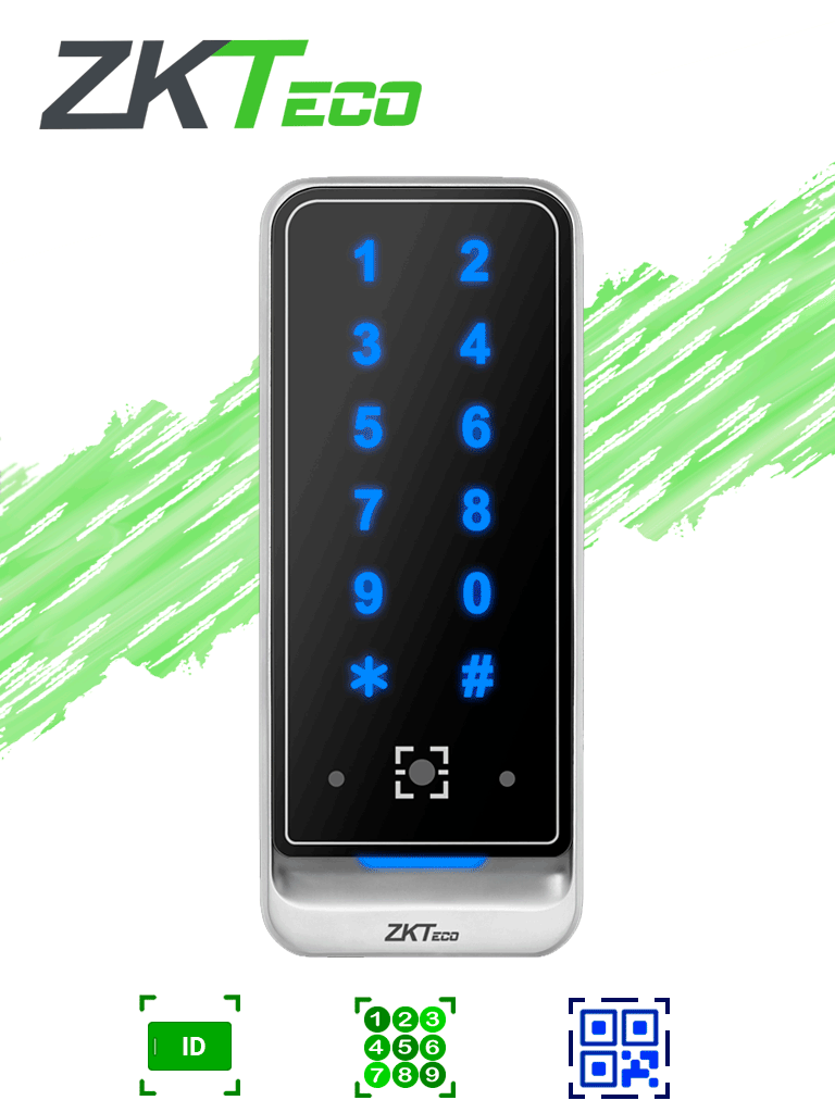 ZKTECO QR600VKE -  Lector esclavo de tarjetas de proximidad ID 125 Khz / Contraseñas / QR / IP65 /  Wiegand / RS485 #VIVA