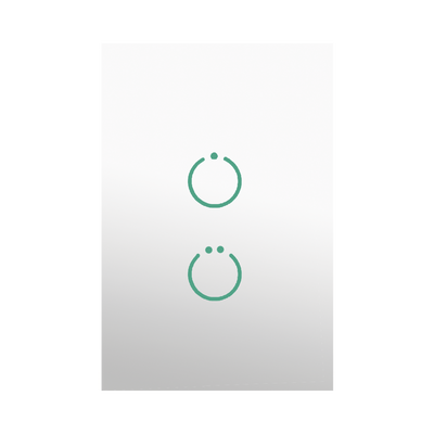 (ZWAVE) Interruptor On/Off panel táctil touch inalámbrico Zwave Plus 2 botones. No requiere cable neutro, Compatible con Hubitat HC8, Álula  M2M, otros 