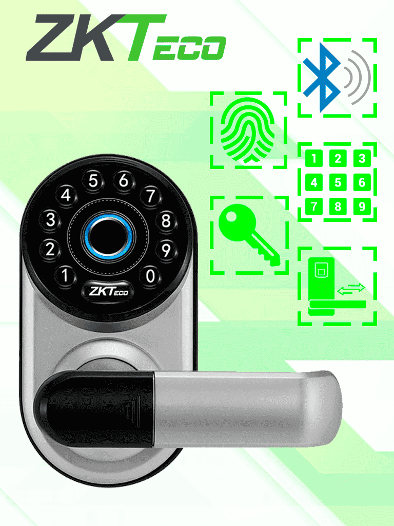 ZKTECO ML300 -  Cerradura Inteligente con Teclado y Verificación de Huella, Conectividad Bluetooth, Capacidad para 100 Usuarios, Compatible con la App Zsmart #HD2