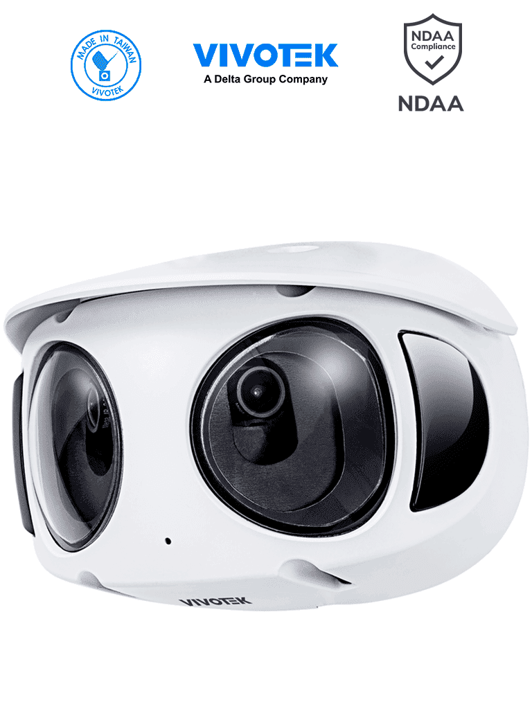 VIVOTEK MS9390-EHV-v2 - Cámara IP Panorámica Exterior 8 MP (4K) de 180°, con IR 20m, WDR Pro, Visión SNV, además micrófono integrado, Smart Motion, Trend Micro, Smart Stream III, y protección IP66/IK10, ONVIF, Deep Search #TM #VIVA #TECNOWEEN #TW6