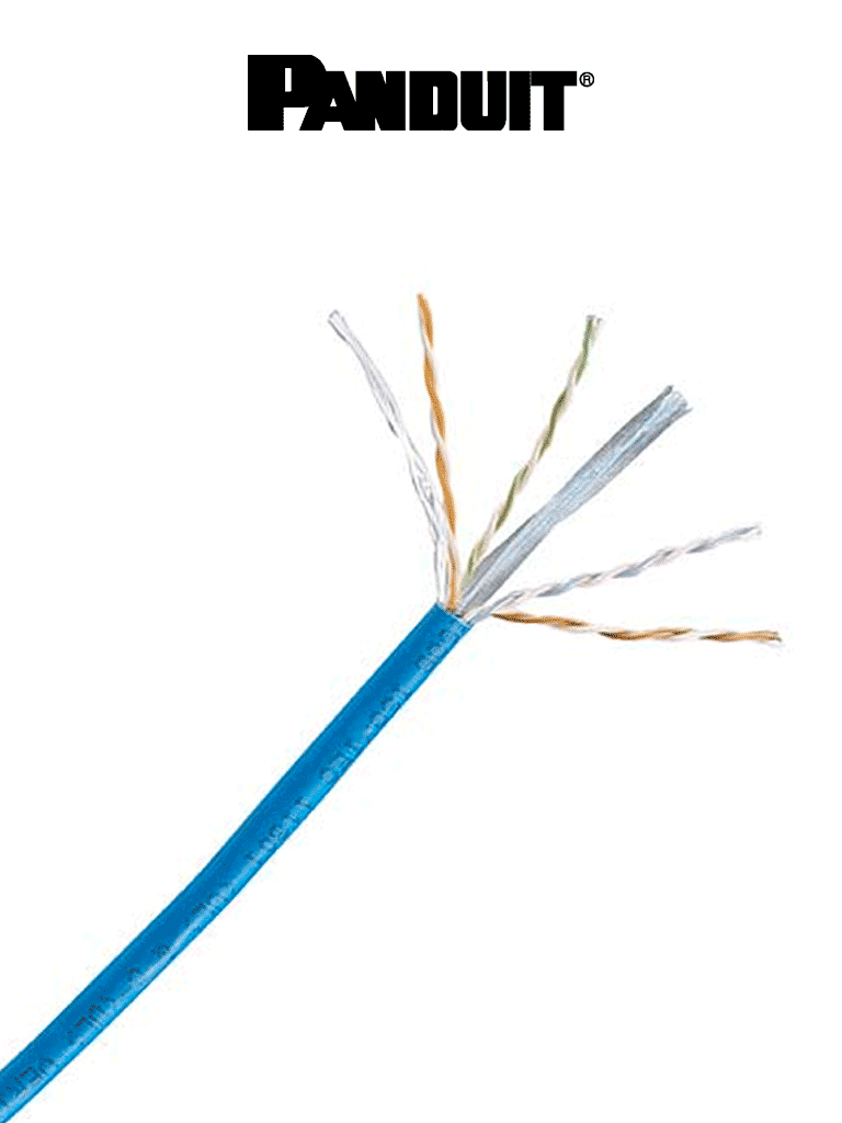 PANDUIT NUC6C04BU-FE - Bobina de Cable UTP CAT 6 100% cobre, NetKey / Caja con 1,000 Pies (305 metros) / 4 pares / 24 AWG / Categoría 6 / Azul