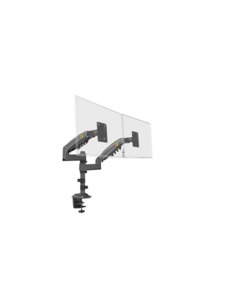 TCE H180  - Soporte de Escritorio Articulado para 2 monitores de 13 a 27" , Carga Máxima 9kg por brazo , VESA 75x75mm / 100x100mm , Ajuste de Inclinación y Rotación #OEM03