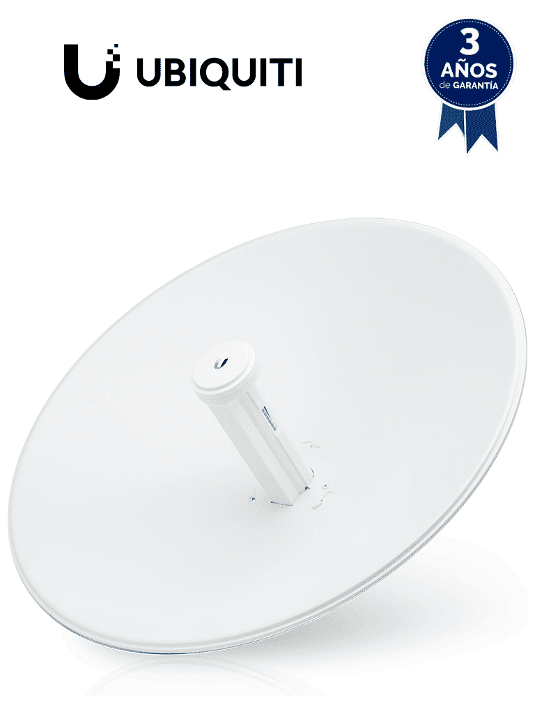 UBIQUITI POWERBEAM AC PBE-5AC-500 -Radio Airmax AC 5.8GHz para exteriores con tecnología MIMO, incluye antena de 27 dBi con radomo para un rendimiento hasta de 450 Mbps. 