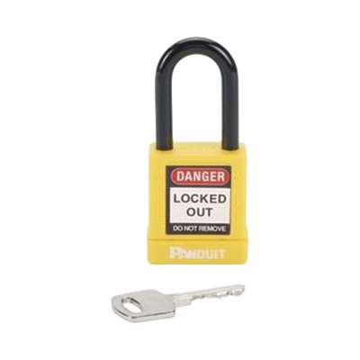 Candado de Bloqueo LOTO de Seguridad Dieléctrico, Con Llave Única, Diámetro de 6.5 mm, Color AMARILLO