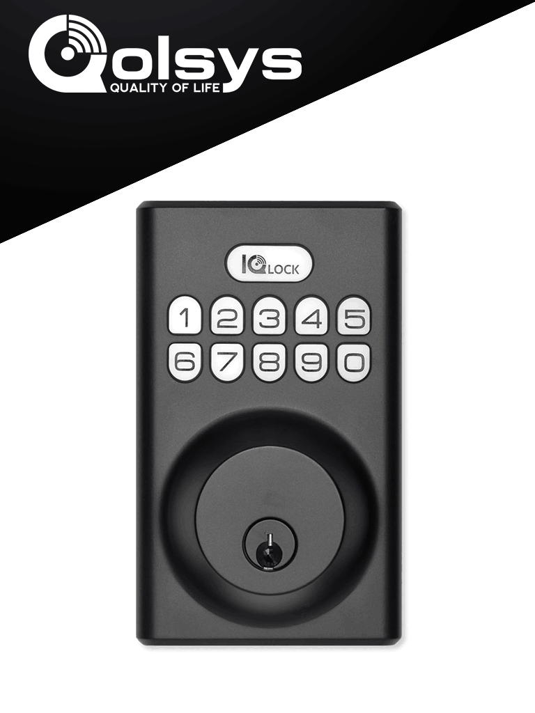 QOLSYS IQDLK-PGK-MB Cerradura con botón pulsador - Cerradura Inteligente PowerG, color negro mate ( Matted Black ) #IQ 