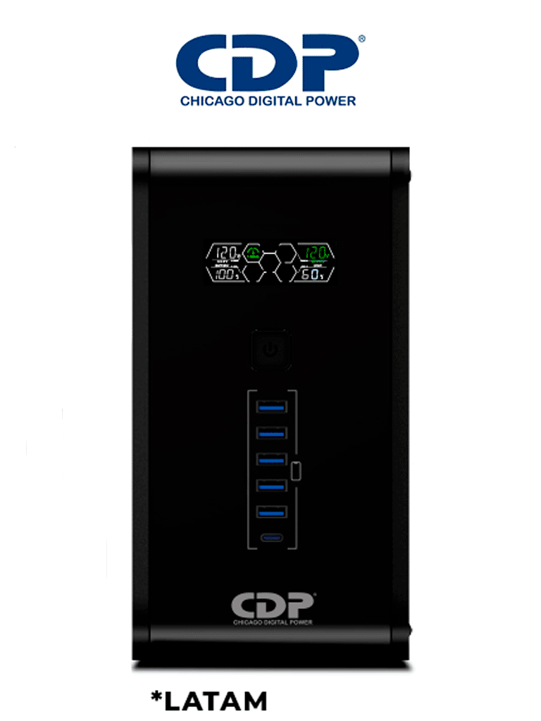 CDP R-Smart751 - UPS / 750VA / 375W / 10 Terminales de salida / 5 Salidas con respaldo de batería y AVR / 5 Salidas con supresión de picos / Pantalla LCD / 