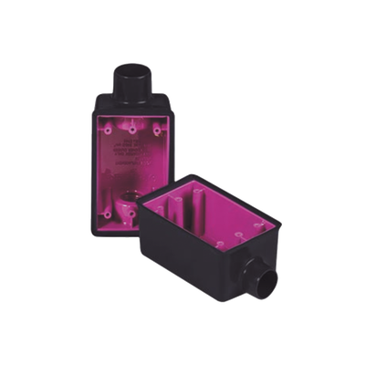 Caja Rectangular de 3/4" / Con Recubrimiento exterior de  PVC e interior Purpura.