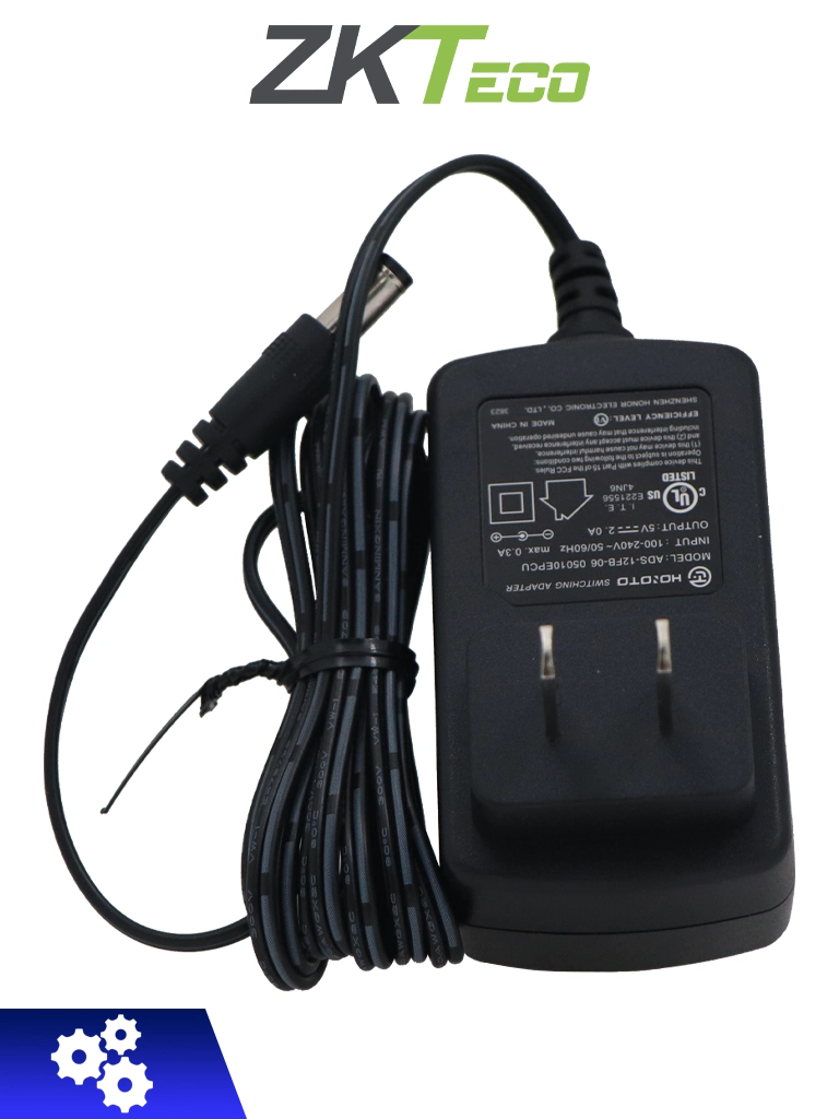 ZKTECO 5V2A - Fuente de Energía 5V 2A, Compatible con Switches Serie ESE y Terminales de Control de Asistencia y Acceso Básico: Serie X62X y MB10VL