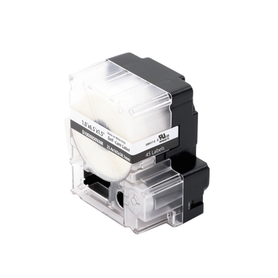 Casete de 45 Etiquetas Autolaminadas de 25.4 x 165.1 mm, para Cables de 4 a 8.1 mm de Diámetro, Área de Impresión Color Blanco