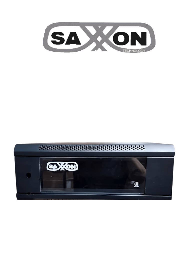 SAXXON SXR4U5404A - Gabinete de Pared Negro / 4 UR / Puerta de Vidrio Templado / Alto 21 cm / Ancho 53 cm / Profundidad 40 cm / Ideal para Grabadores de CCTV #SXNDESCUENTO #MCI1