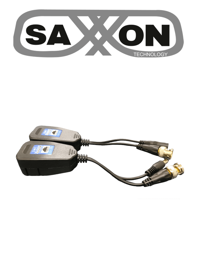 SAXXON SXDF802 - Par de Transceptores Pasivos de 8MP / Conector para Video y Energía / 8MP hasta 150 Metros / 1080P hasta 200 Metros /Soporta HDCVI / AHD / TVI / CBVS / Fácil Conexión