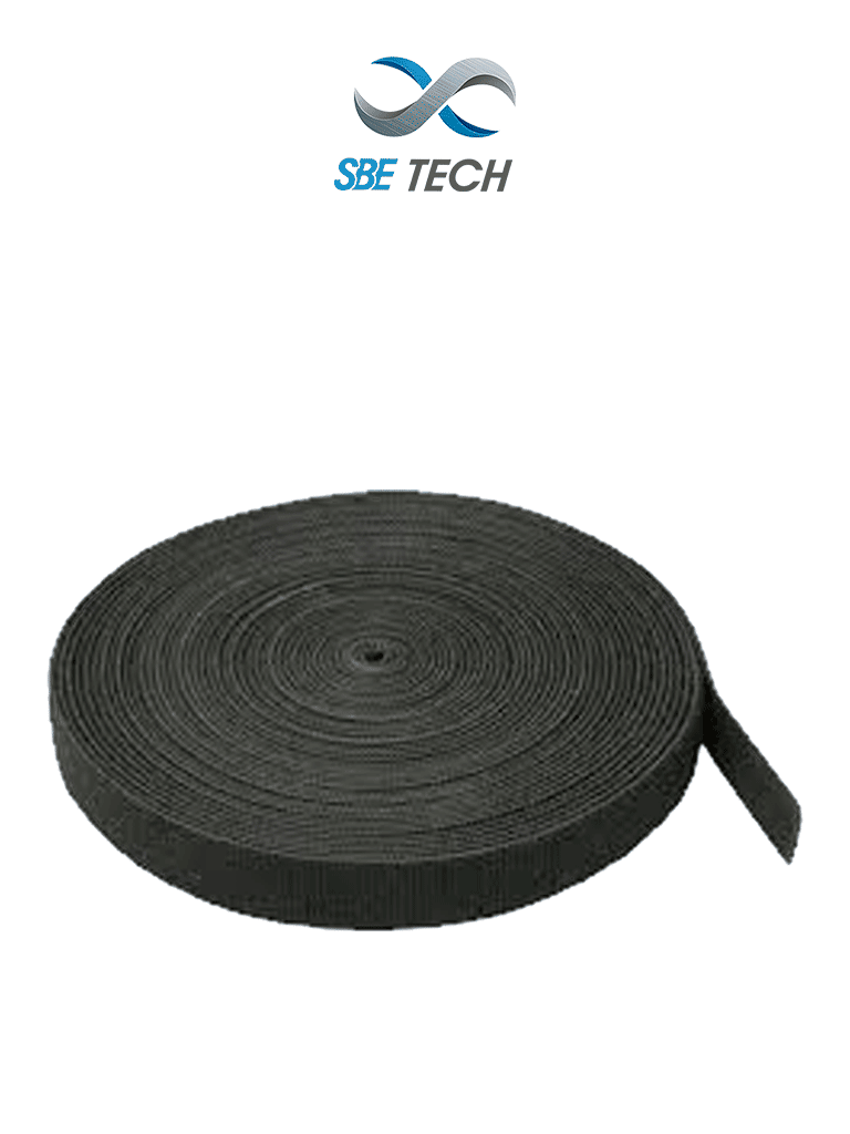 SBE TECH SBE-V2X25-BK - Sujetacable / 25 M x 3/4" (2 CM) / Negro / Rollo de 25 metros