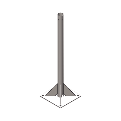 Mástil de 2 metros, de 2" de Diámetro, con Opresor, Base Soldada . Galvanizado por Inmersión en Caliente.