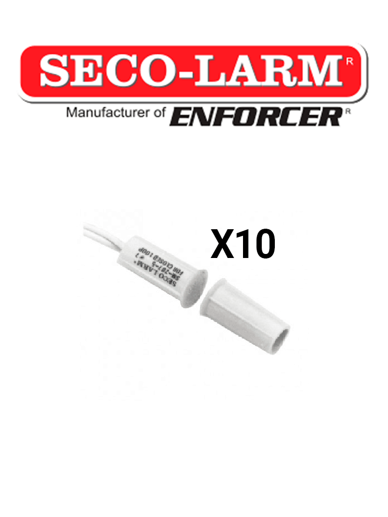 Seco-Larm 10PKW  -Paquete de 10 Contacto magneticos BLANCO Gap 3/4 de EMBUTIDO Tipo Taquete Compatible paneles DSC / RISCO / BOSCH  