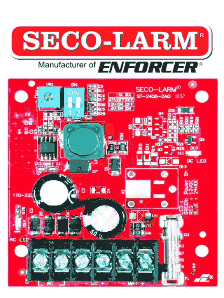 SECO-LARM ST24062AQ -  Fuente de Poder con Cargador Bateria 1.5 amp 6/12/24 VCD 