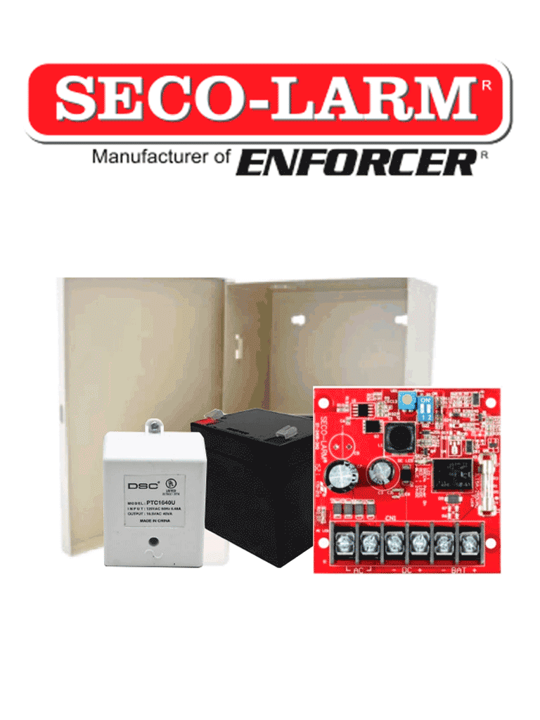 Seco-Larm Kit Fuente De Poder 2 - Kit De Poder Contiene 1 Fuente De Poder De 2.5 Amp, Bateria De Respaldo, Transformador Y Gabinete 