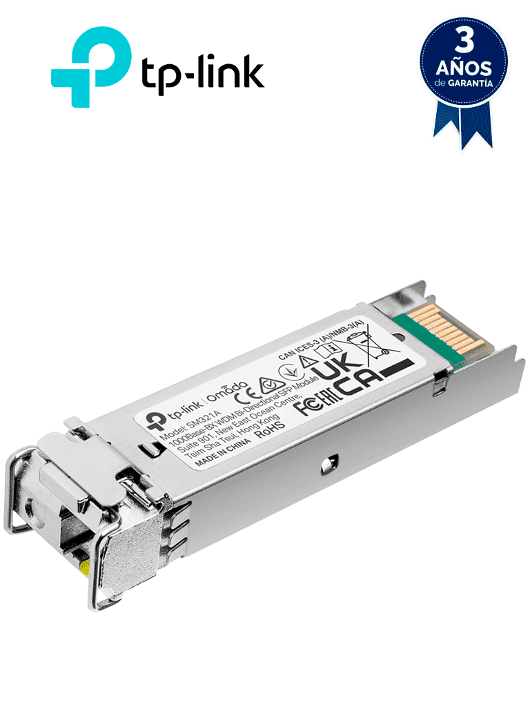 TP-LINK SM321A - Transceptor mini-GBIC SFP WDM Bi-Direccional, Monomodo 1GBase con alcance de 10 km y conector LC. Requiere el modelo TL-SM321B para enlace. #MCI2