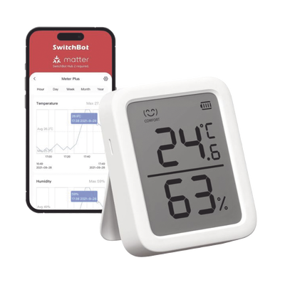 Medidor de temperatura y humedad Datos en pantalla / inalámbrico BLUETOOTH compatible con HUB SwitchBot