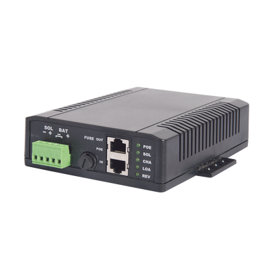 Controlador Solar POE, Entrada 12 Vcc Hasta un Panel Solar de 125 Watts, Salida PoE Pasivo en 48 Vcc Hasta 20 Watts Máximo.