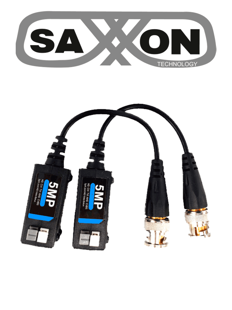 SAXXON SXCF500 - Par de Transceptores Pasivos 4K / Botones Push / 5MP hasta 200 Metros / 1080P hasta 250 Metros / Soporta HDCVI / AHD / TVI / CBVS / Fácil Conexión