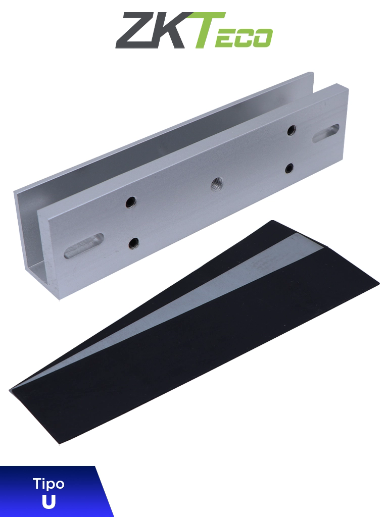 ZKTECO LMB120U - Soporte de Montaje para Puertas de Vidrio sin Marco, Tipo U, Aluminio Anodizado, Compatible con Cerradura Magnética LM120
