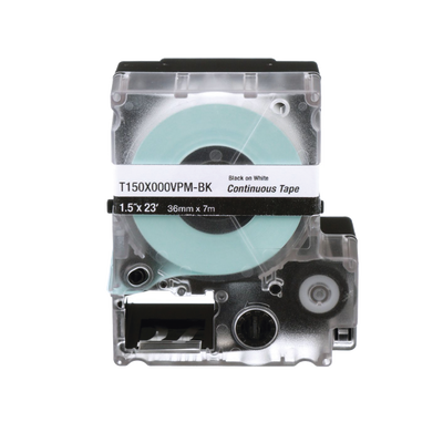  Casete de Etiquetas de Vinilo de Cinta Continua, Color Negro Sobre Blanco, Uso Interior/Exterior, 36 mm (1.5 in) de Ancho x 7.6 Metros de Largo
