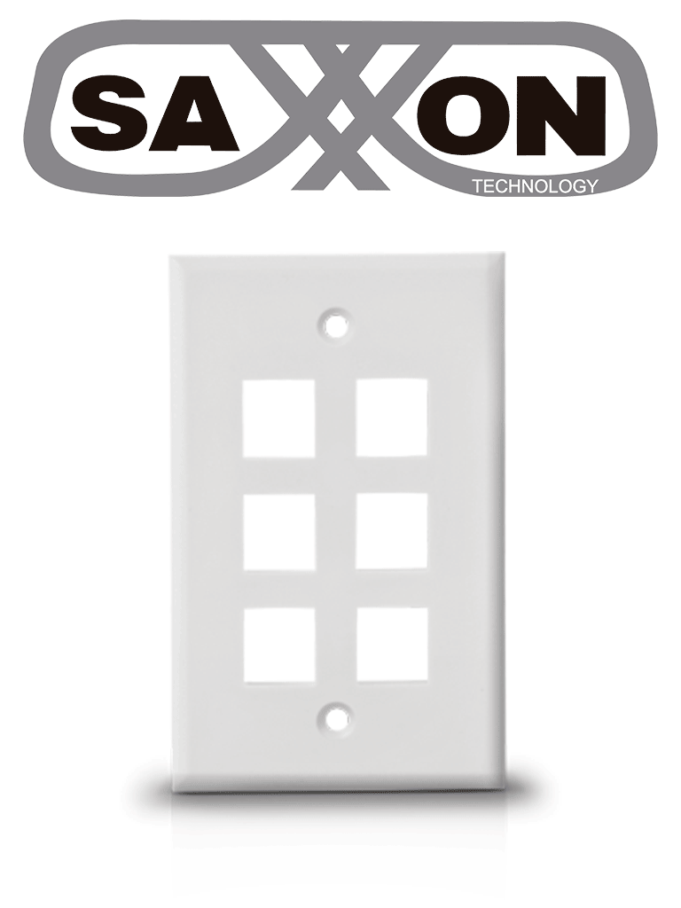 SAXXON A1756A - Placa de pared / Vertical / 6 Puertos tipo keystone / Color blanco #buenfinsaxxon