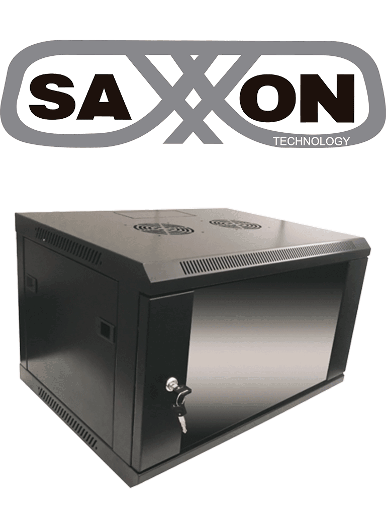 SAXXON SE540601 - Gabinete de pared de 6 UR, fijo, capacidad de carga de 60 Kg. dimensiones 57x45x37 cm. #MCI2