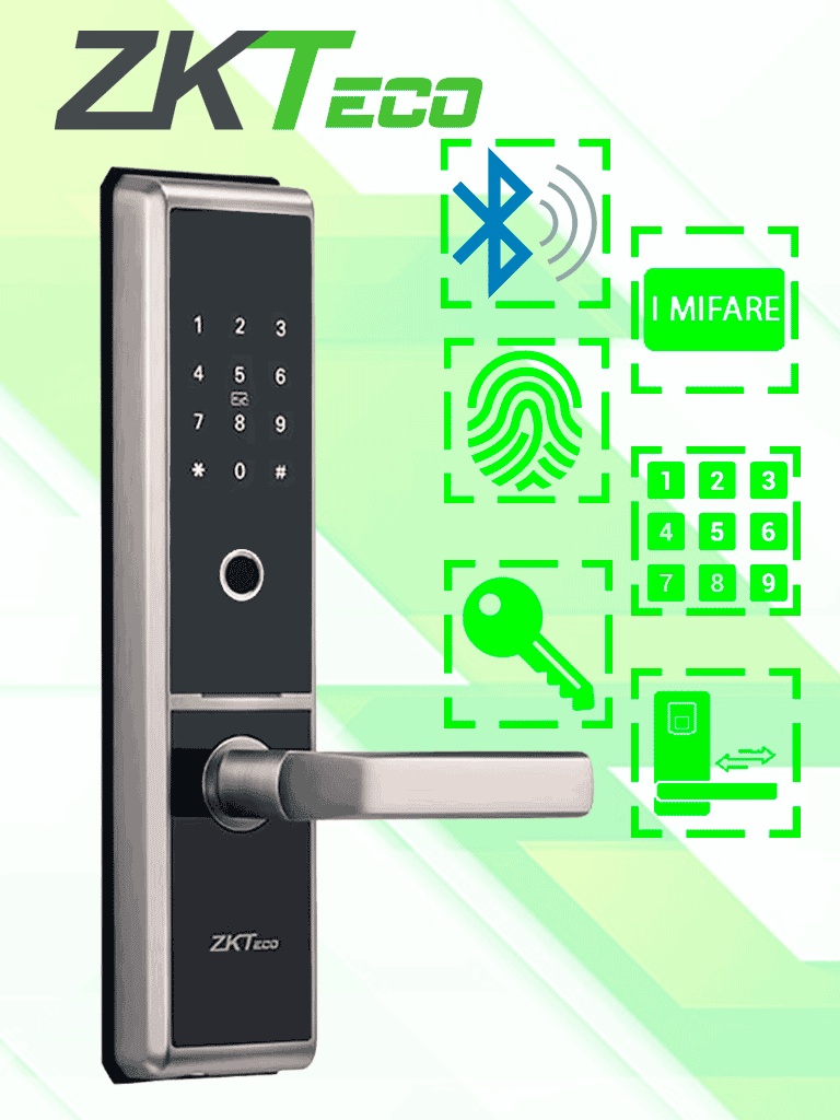 ZKTECO TL300B - Cerradura Inteligente con Bluetooth, Capacidad para 100 Huellas Dactilares, 100 Tarjetas y 100 Contraseñas, Compatible con Puertas Izquierdas y Derechas #HD2
