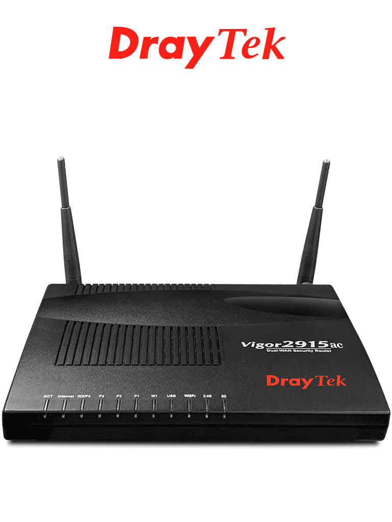 DRAYTEK VIGOR2915AC - Ruteador inalámbrico Multi-WAN balanceador de cargas, 2 puertos WAN Gigabit RJ45, hasta 4 puertos LAN Gigabit, soporta hasta 16 túneles VPN, filtrado de contenido web, ideal para PyMEs