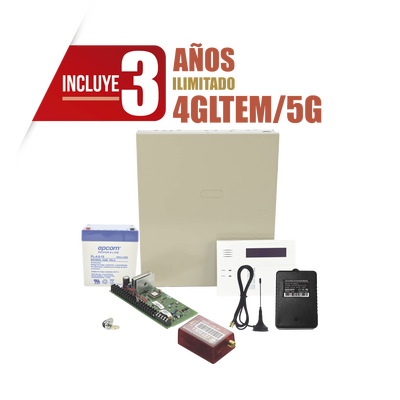 (3 Años 4GLTEM/5G ILIMITADO INCLUIDO)  Kit Vista48LA con comunicador 4GLTEM/5G MN01, Teclado, Gabinete, Batería y Transformador