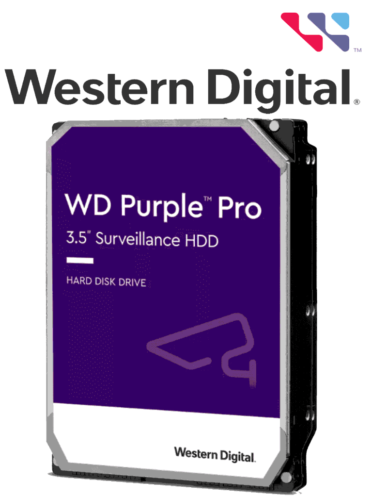 WESTERN DIGITAL WD121PURP - Disco Duro 12 TB / Serie Purple PRO / 3.5 SATA3/ 6GB / S 256MB 24X7 / DVR Y NVR de 1-16 Bahias y  1-64 Cámaras/ Inteligencia Artificial