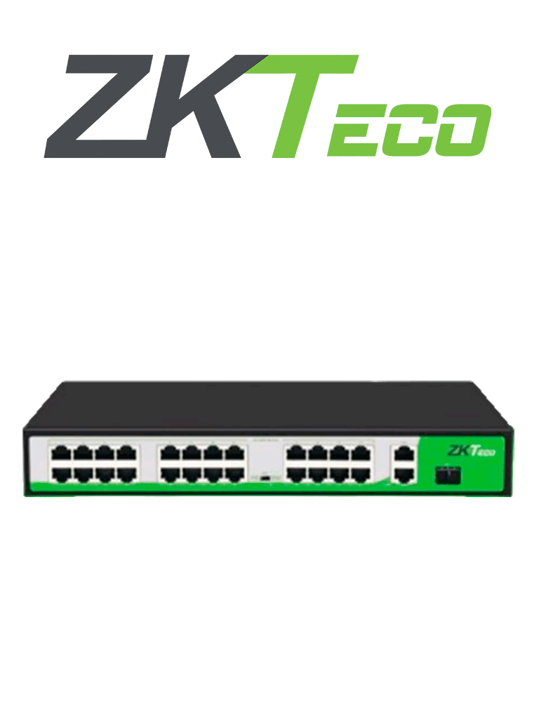 ZKTECO PE242300C - Switch de 24 Puertos Fast Ethernet PoE , Estándar AF - AT , 2 Puertos RJ45 10/100/1000M + 2 Puertos SFP*1000 , PoE+ hasta 30W por puerto , 250 mts sobre UTP CAT 6 #HD1