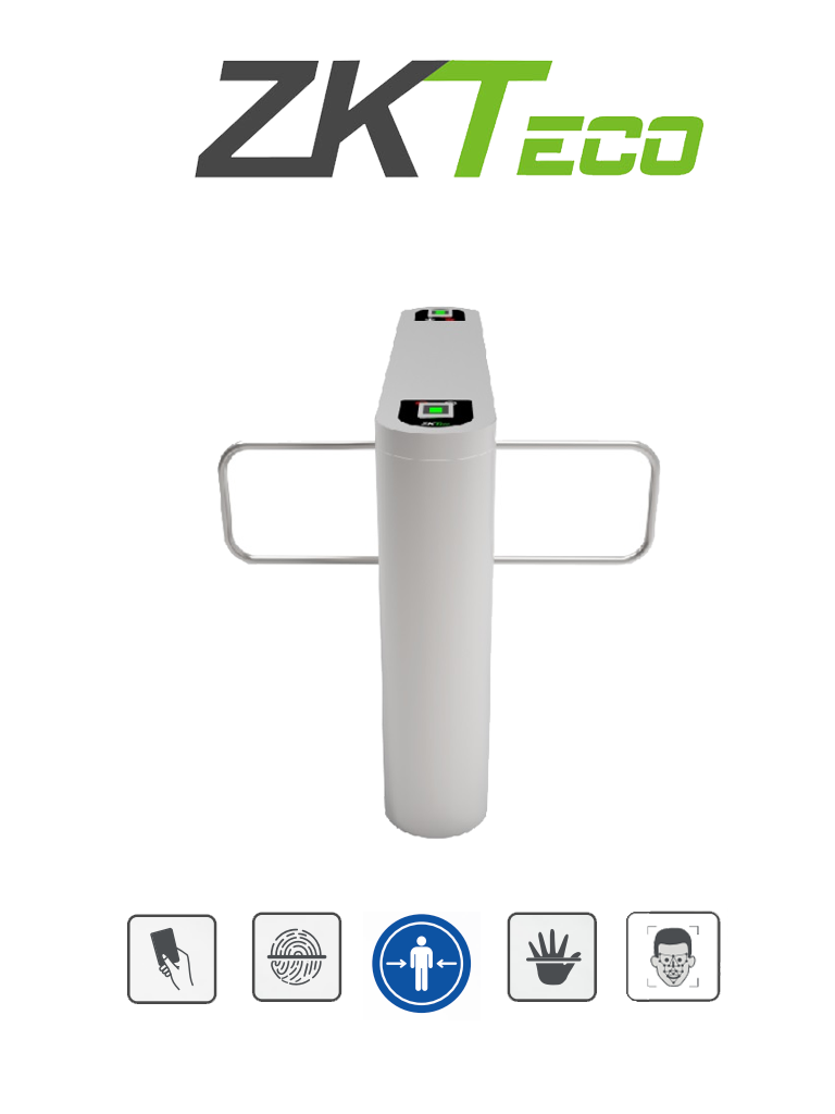 ZKTECO PROENTRANCE SB02FP - Barrera Peatonal Central Bidireccional de Acero Inox / Alto Flujo / 30 personas por Min / Compatible con ZKT0920005 / Incluye 2 lectores de Huella FR1500 + panel inBio206Pro / Requiere Licencia / 01 pz en IZTACALCO #spf