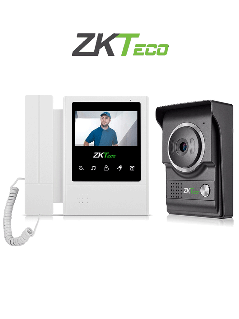 ZKTECO VDP04B4 Kit - Kit de Videoportero Analógico / Monitor de 4.3 Pulgadas / Frente de Calle con cámara de 1 MP / Ángulo de Visión 80° / Conexión hasta 4 monitores  #VIVA   #SEPMAI