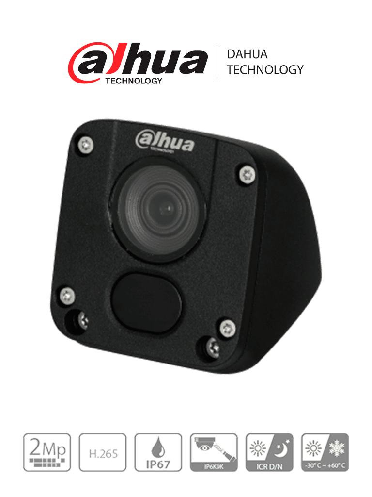 DAHUA IPC-MW1230DN-HM12 - Camara IP para Vehiculos de 2 Megapixeles/ Lente de 2.8mm/ 115 Grados de Apertura/  Ir de 30 Mts/ Protección IP6K9K para Soporta Agua a Presión/