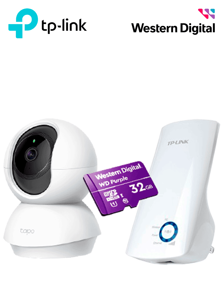 Paquete TAPO C200 + Memoria SD + Repetidor Universal-Conectividad sin limites, el paquete incluye: camara TAPO C200, memoria SD Western Digital Purple de 32GB, Repetidor TL-WA850RE, Ideal para conectar una camara por WIFI y ver en APP TAPO #TECNOWEEN #TW6