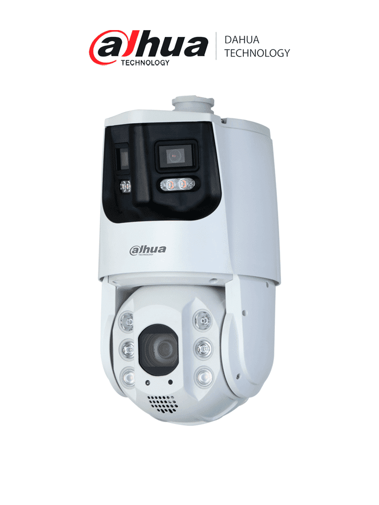 DAHUA DH-SDT6C432-4P-GB-APV-0280 de 4MP con visión 180°, zoom óptico 32X y Starlight. Cuenta con Multivisión/ Iluminador Dual/ IR 200m, Auto-tracking/ protección perimetral, detección facial y disuasión activa con sirena y estrobo. IP66. #MV