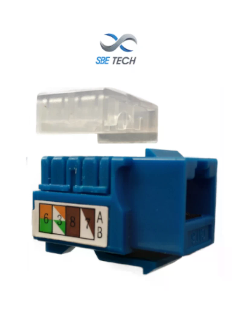 SBETECH JACKC6BL- Módulo jack keystone RJ45, 8 hilos, CAT 6, compatible con calibres AWG 22-26, color azul