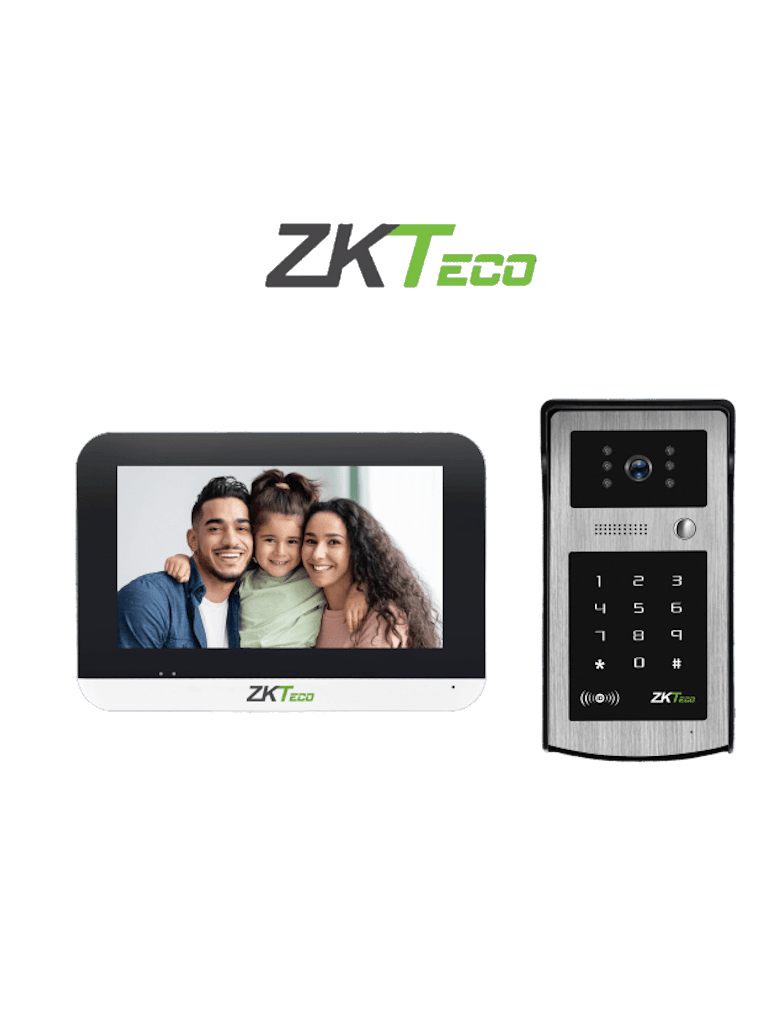 ZKTECO VK07B53LKit- Kit de Videoportero IP / Monitor Color de 7 Pulgadas / Frente de Calle IP55 / Cámara 1080P / PoE / Apertura con Tarjetas ID (125Khz) y Contraseña / Excelente Visión Nocturna #HD2 #MCI2