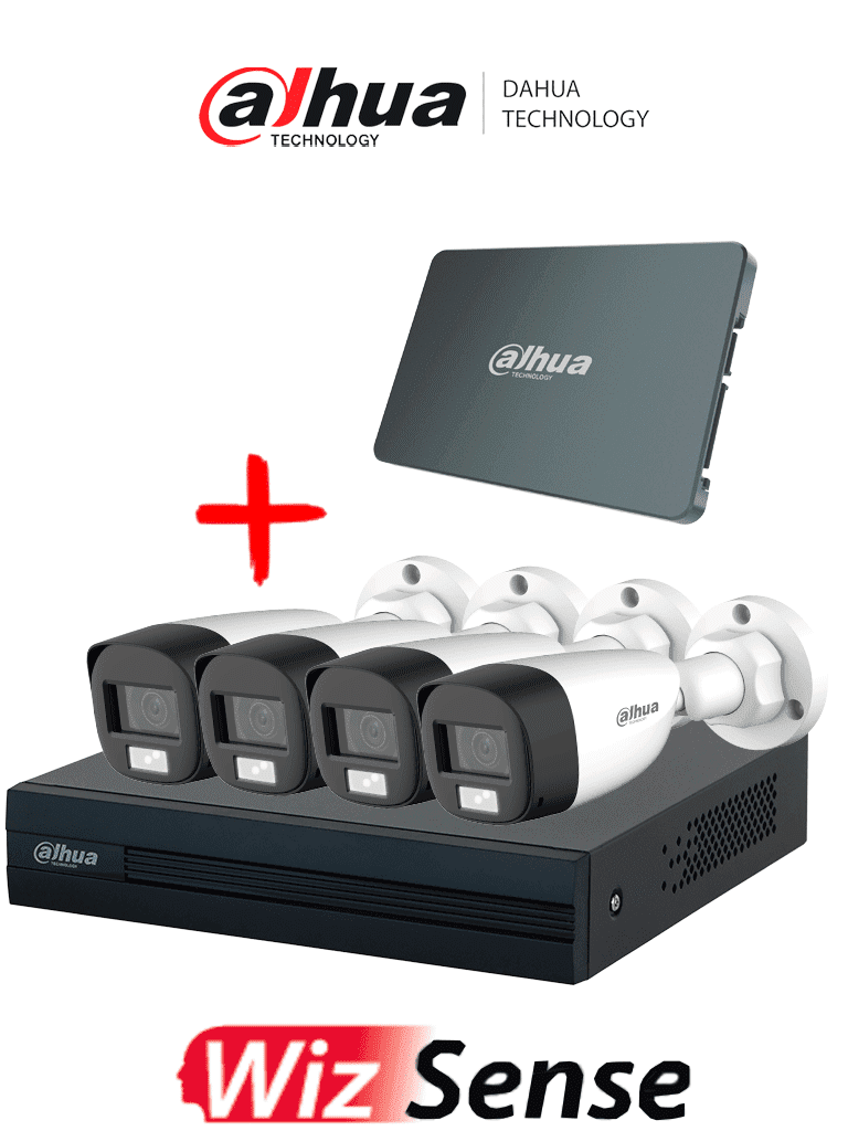DAHUA KIT/XVR1B04-I-SSD512G4HFW-IL-A - Kit Iluminación Dual de 4 Canales con SSD de 512GB/ 4 Camaras IL de 2 Megapixeles con Microfono/ DVR Cooper-I WizSense/ Con IA/ 4 Ch+1 IP/ Accesorios Incluidos/ #LoNuevo #DPAQ #ANIVDAHKIT+M #MCI2