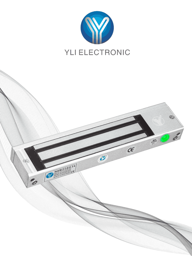 YLI YM500NLED - Cerradura Magnética con Indicador Led para Control de Acceso / Uso rudo / Interior / Fuerza de Sujeción 500 kg o 1200 Lb / Voltaje Doble 12 ó 24 VDC / Compatible con Soporte MBK500NZL  #HD5