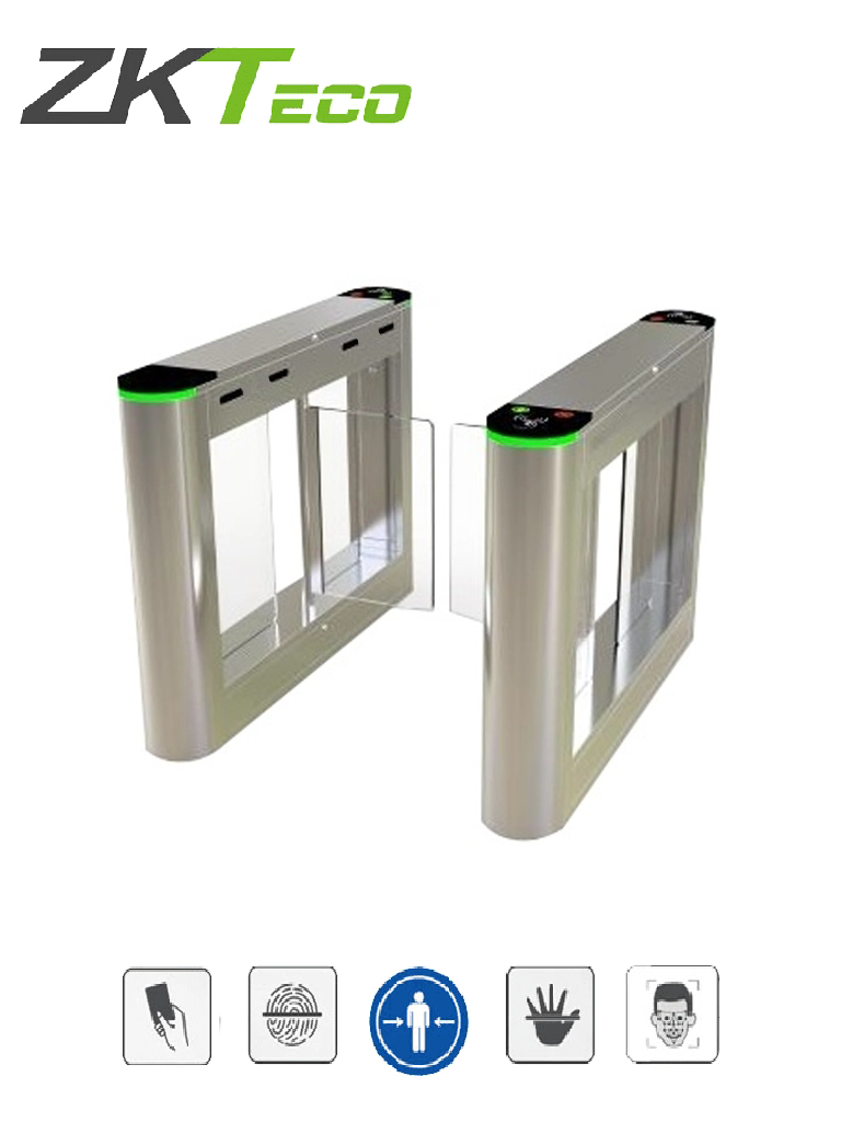 ZKTECO SBTL300 -Barrera Peatonal Tipo Swing Bidirecc. /2 Chasis Acero SUS304/ Aleta Acrílico/ 110V/ Exterior Protegido/ 30 Personas x Min/ 2 mil. Ciclos/ Carril 75 cm/ Infrarrojos/ No cuenta con Lectores y Panel/ (AÑADE CARRILES CON SBTL320) #spf