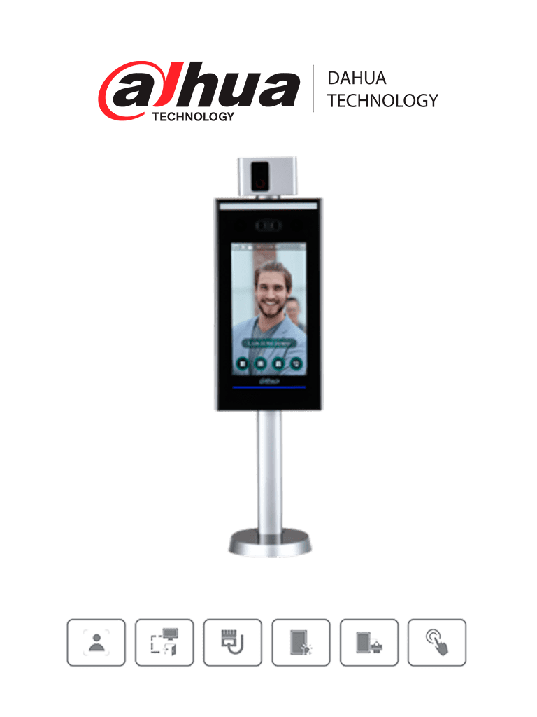 DAHUA DHI-ASI7223X-A-V1-T1 - Control de Acceso con Reconocimiento Facial  y Medición de Temperatura/ Pantalla touch de 7 Pulgadas/ Soporta 100,000 Usuarios, 100,000 Rostros, 100,000 Tarjetas, 300,000 Registros/ Montaje en Torniquete/ 