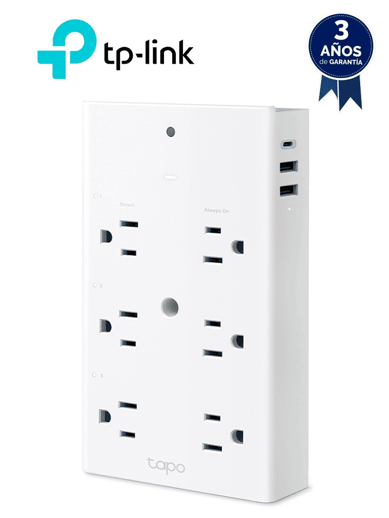 TP-LINK TAPO P306 - Multicontacto de 6 contactos WiFi para exterior , equipado con 1 puerto USB-C (PD) y 2 puertos USB-A (QC3.0), que brindan hasta 18 W de potencia ,  Control remoto con APP TAPO , Compatible con Alexa, Google Home y Apple Home.#2025TPL