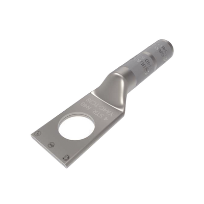 Zapata Terminal de Compresión BURNDY para Tornillo de 1/4" y Calibre 4 AWG /Cañón Largo.