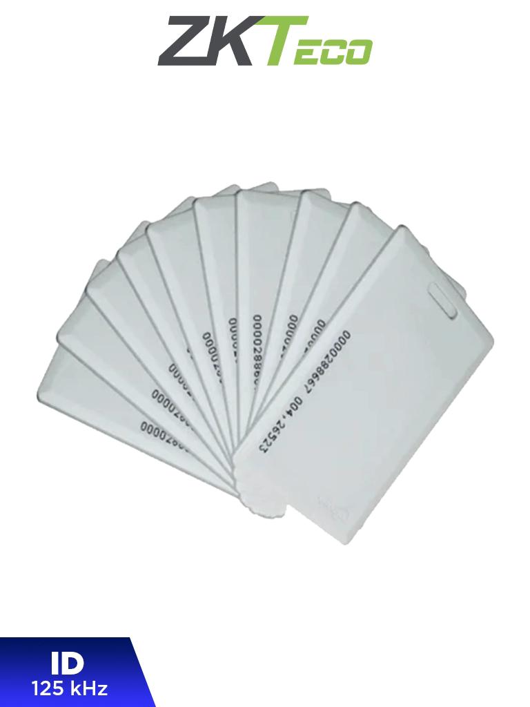 ZKTECO IDCARDKR2K - Paquete con 10 Tarjetas ID con Frecuencia de 125 kHz, Tipo Clamshell (Perforada y Grosor de 1.88 mm) con Folio Impreso #ZK11 #NOV 