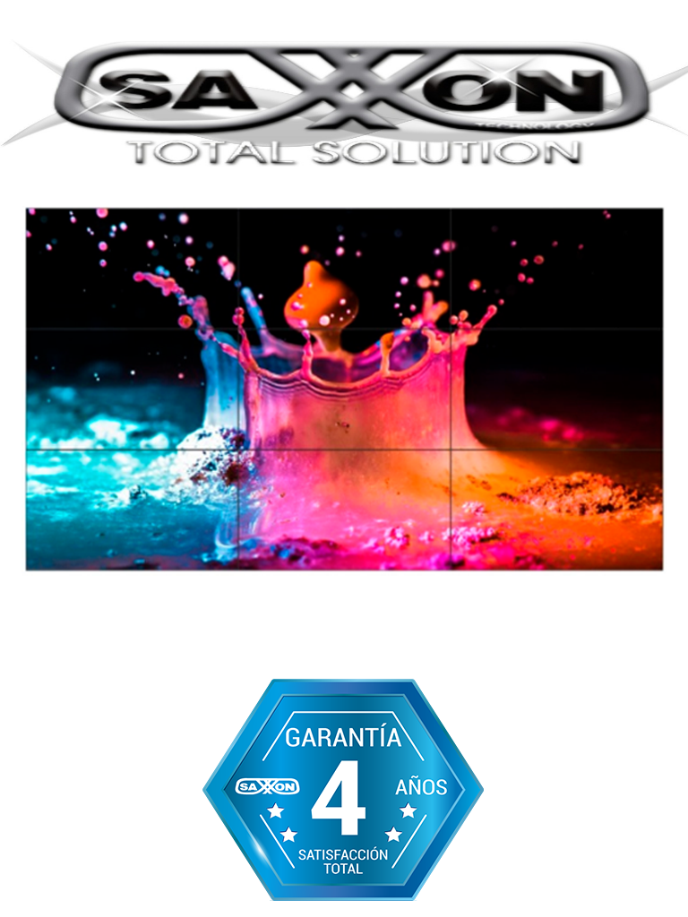 SAXXON AN5535B1 - Pantalla  LED de 55 pulgadas para video wall /  1080p / Marco ultra delgado 3.5 mm / Brillo 500 CD / M2 / PIP / 1  HDMI / 1 DVI / 1 VGA / 1 B NC /