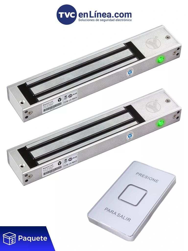 YLI YMTSKLED Paquete de 2 Cerraduras Magnéticas YM280NLED + 1 Botón TSK-830NC(LED) 