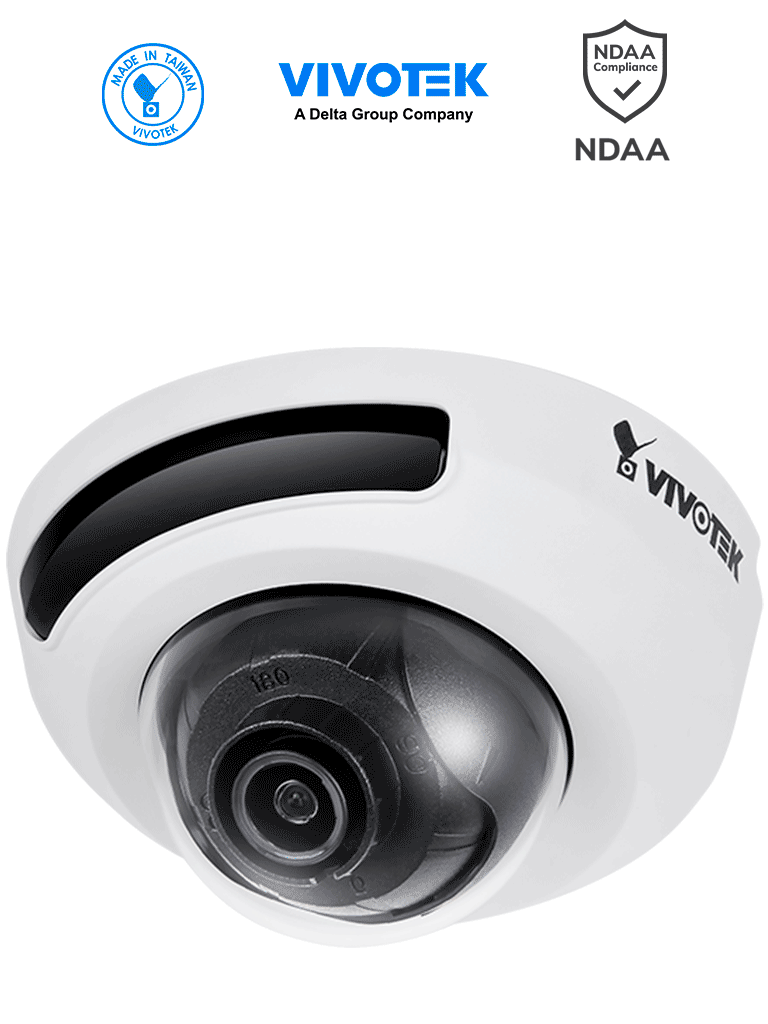 VIVOTEK FD9166-HN  - Cámara IP domo interior 2 MP, lente fijo 2.8mm, IR invisibles 10m, WDR Pro, micrófono integrado, ciberseguridad Trend Micro, Smart Stream III#TM